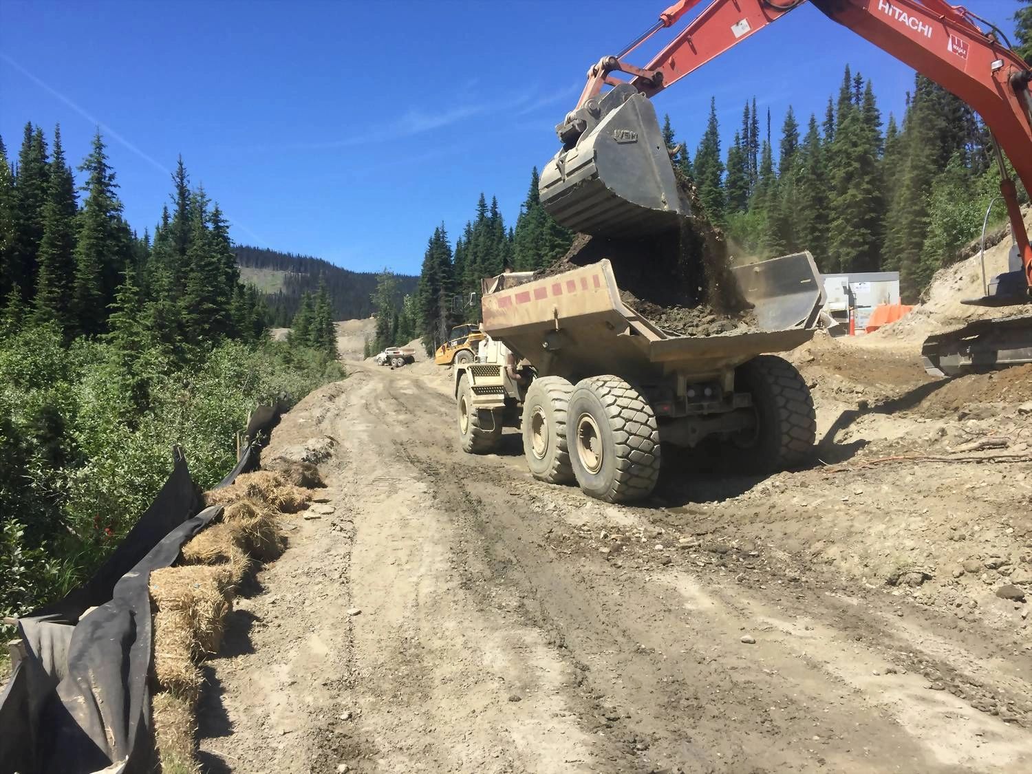 Haul road construction with erosion and sediment control