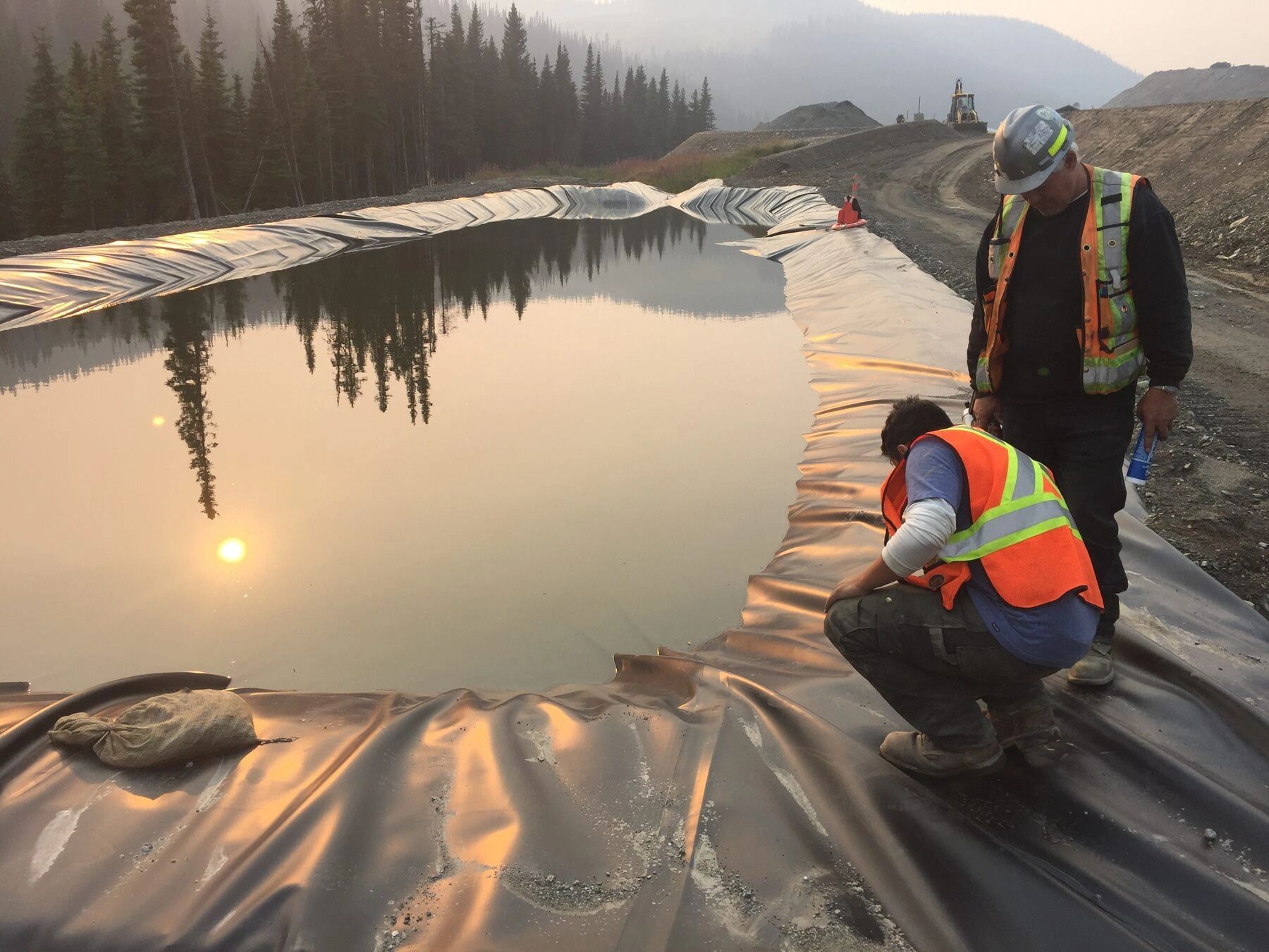 Settling pond liner inspection at remote mine site